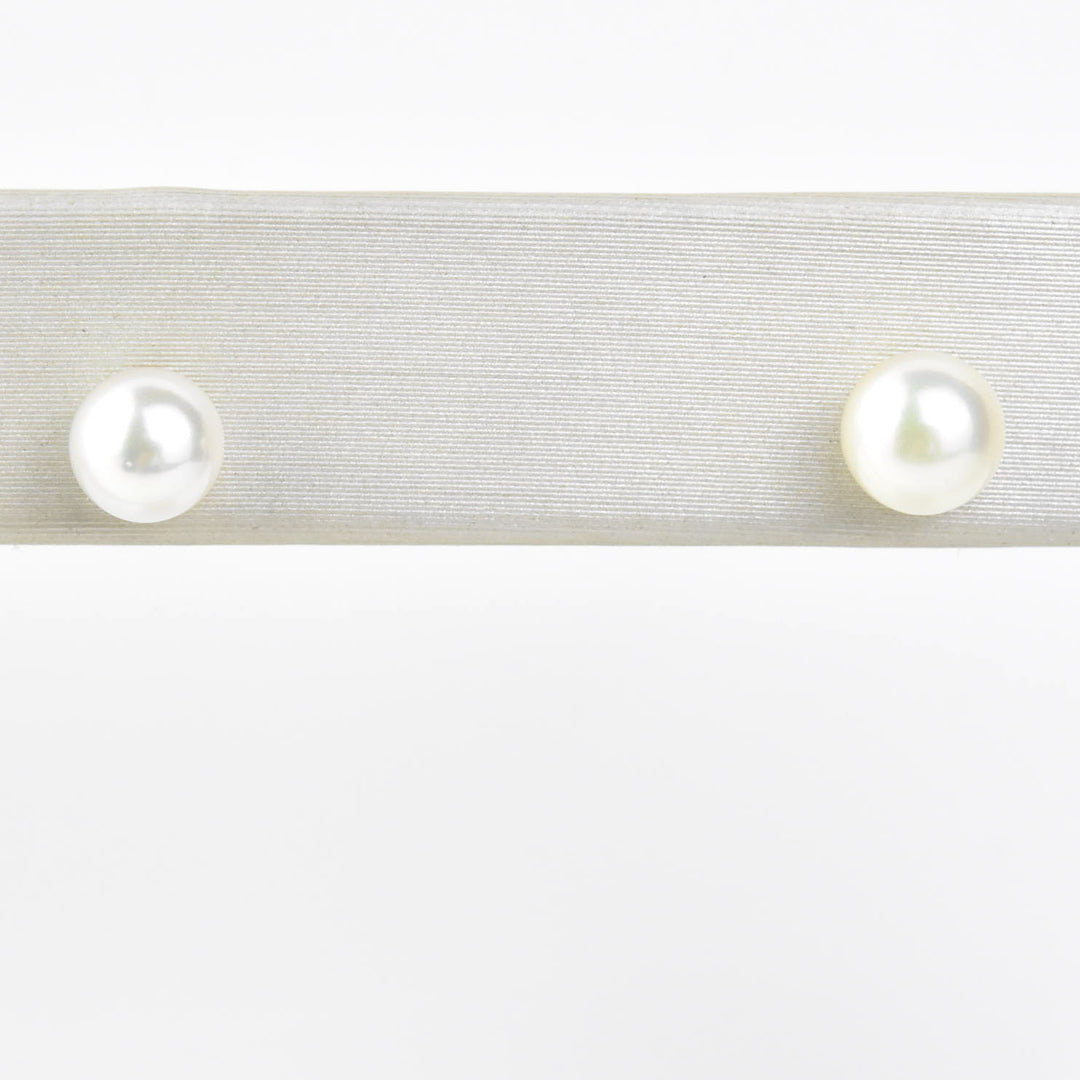 White Pearl Studs, 14k Yellow Gold No. 3