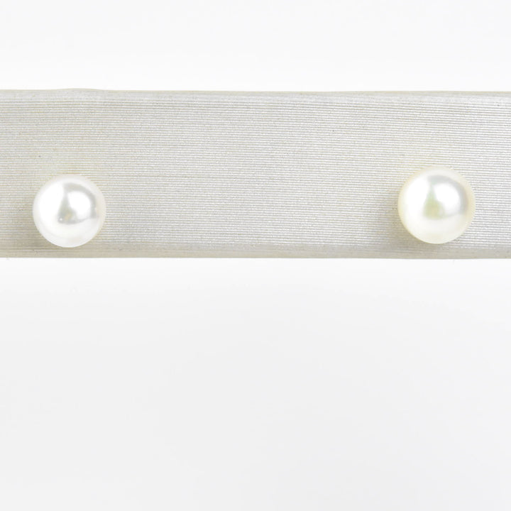 White Pearl Studs, 14k Yellow Gold No. 3