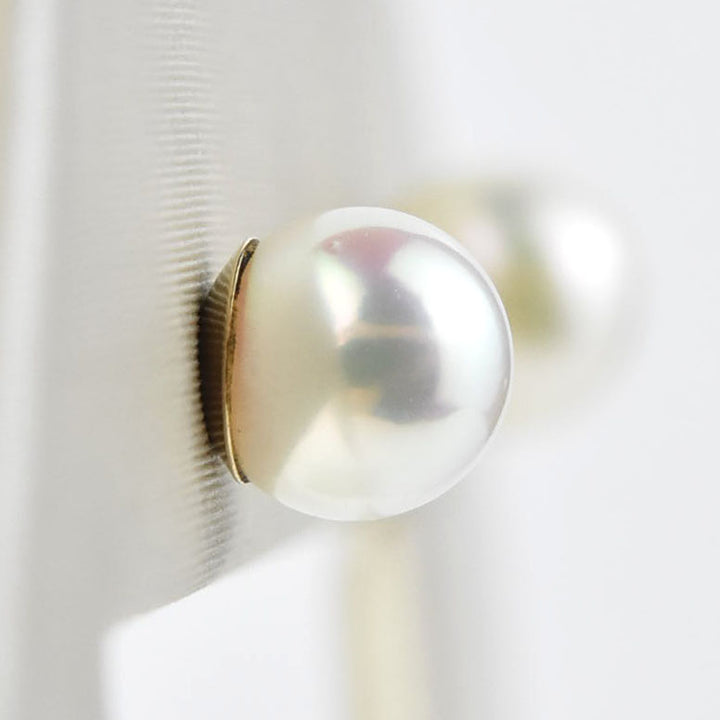 White Pearl Studs, 14k Yellow Gold No. 3