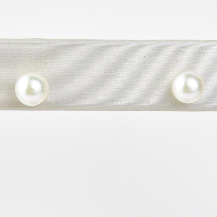 White Pearl Studs, 14k Yellow Gold No. 4