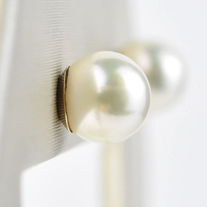 White Pearl Studs, 14k Yellow Gold No. 4