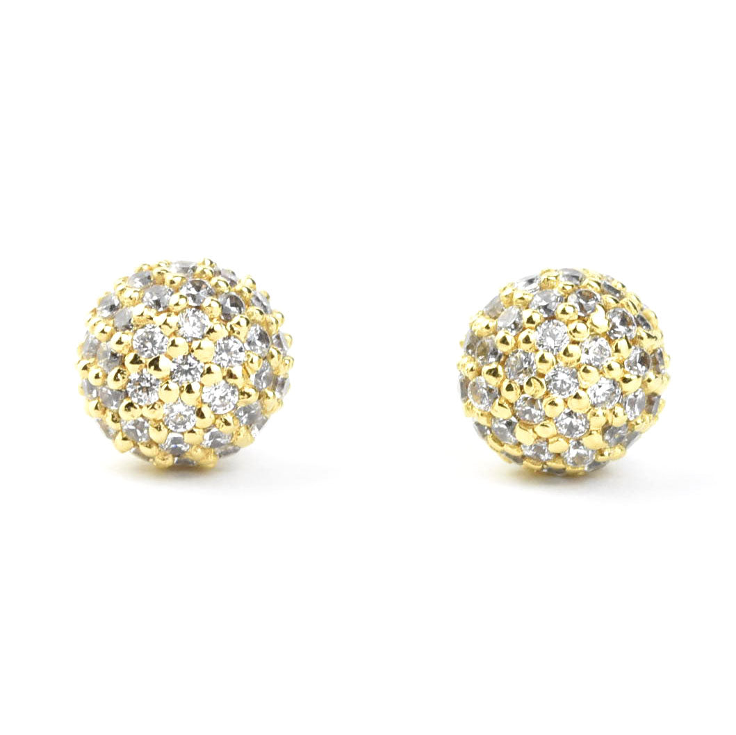 Small Pave Ball Stud with White CZ