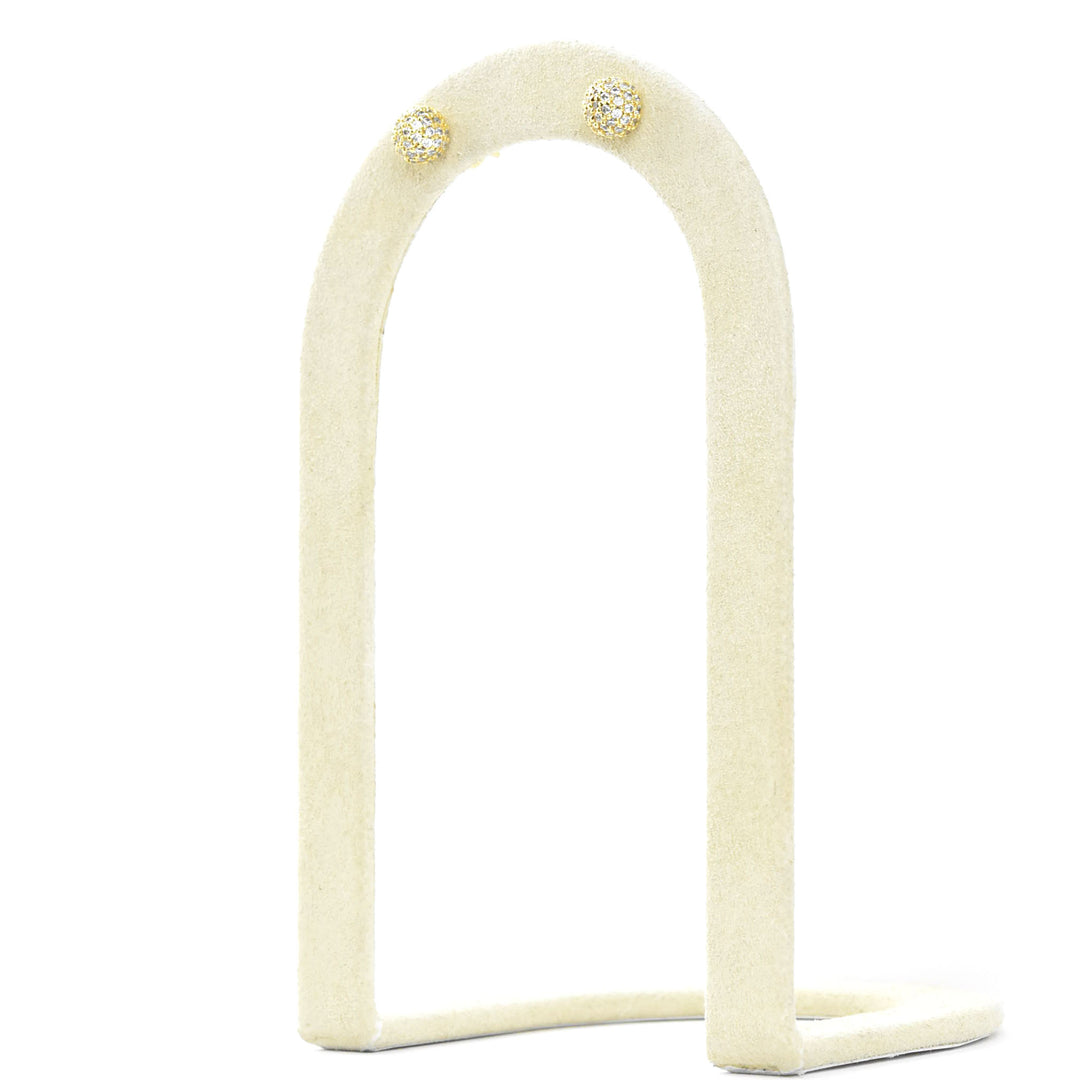 Small Pave Ball Stud with White CZ