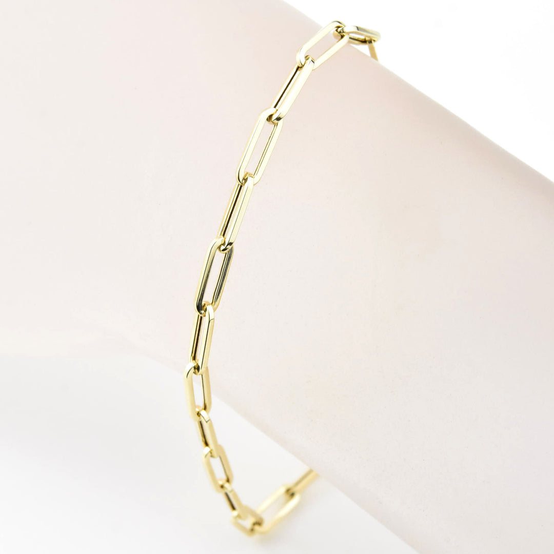 Small Gold Paperclip Bracelet in 14k