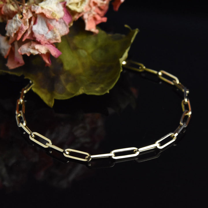 Small Gold Paperclip Bracelet in 14k