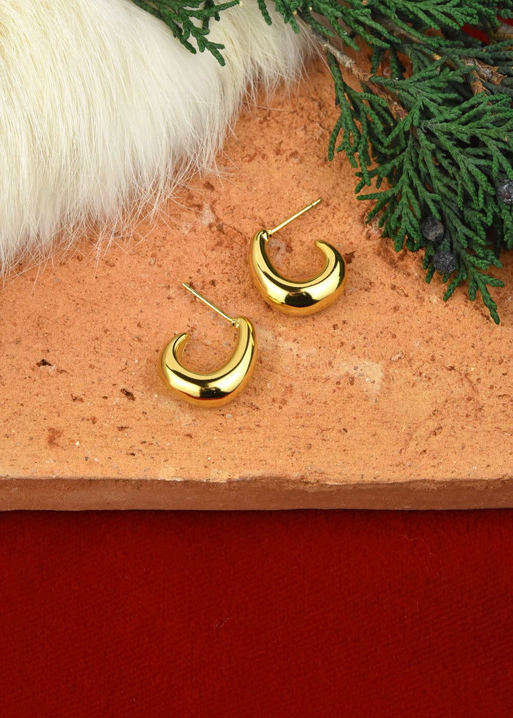 Small Puffy Gold Tone Hoops