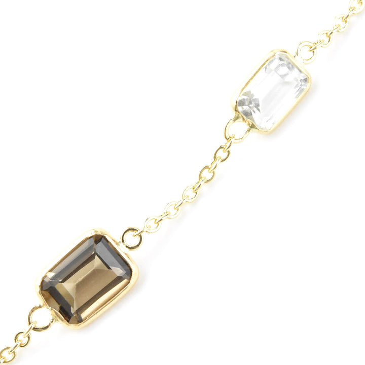 Smokey Quartz Station Necklace in 14k Yellow Gold