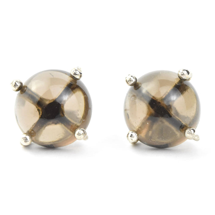 Sterling Silver Smokey Quartz Studs - Goldmakers Fine Jewelry