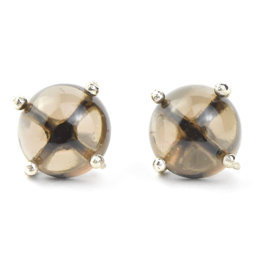 Sterling Silver Smokey Quartz Studs - Goldmakers Fine Jewelry