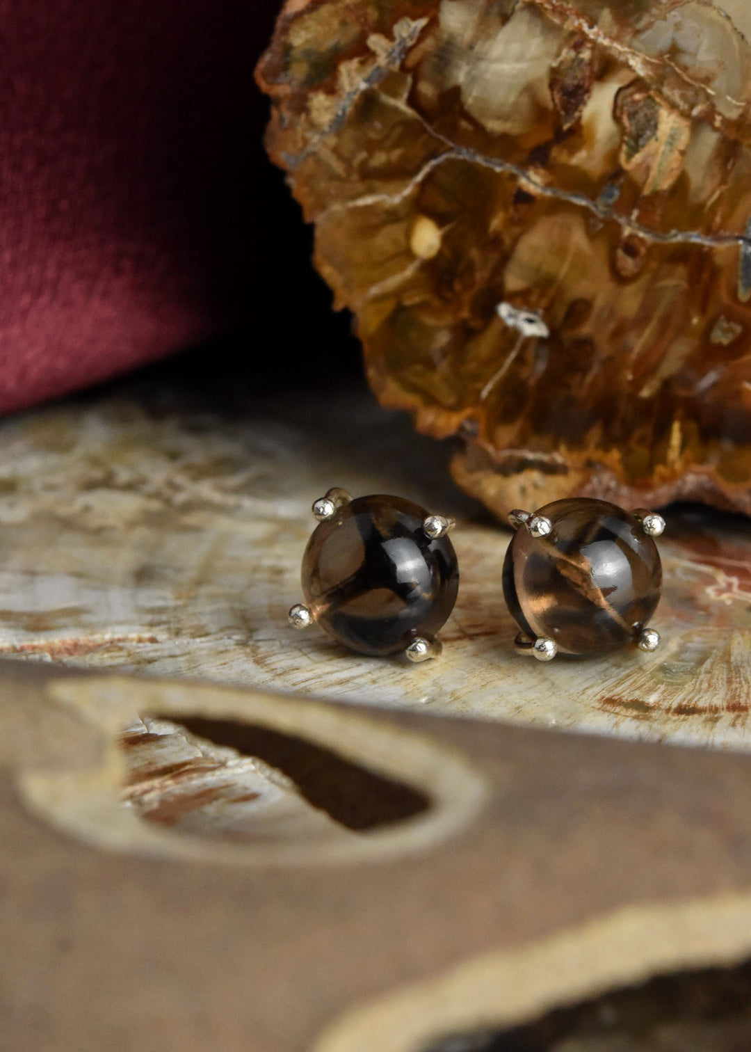 Sterling Silver Smokey Quartz Studs - Goldmakers Fine Jewelry