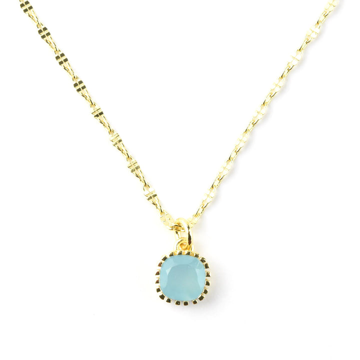 Square Blue Chalcedony Necklace