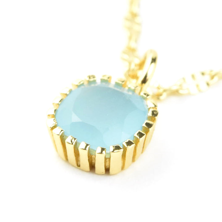 Square Blue Chalcedony Necklace