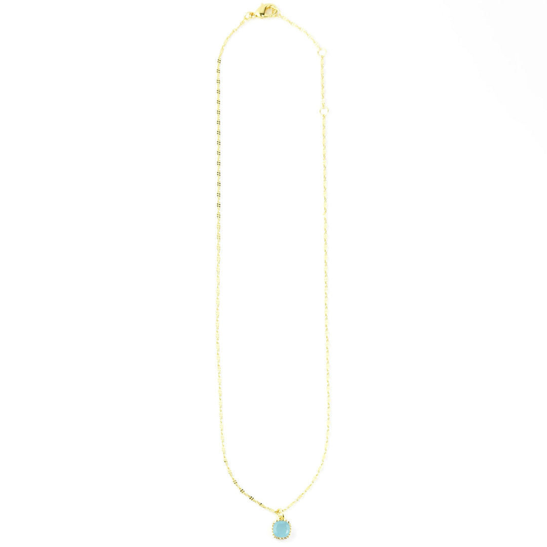 Square Blue Chalcedony Necklace