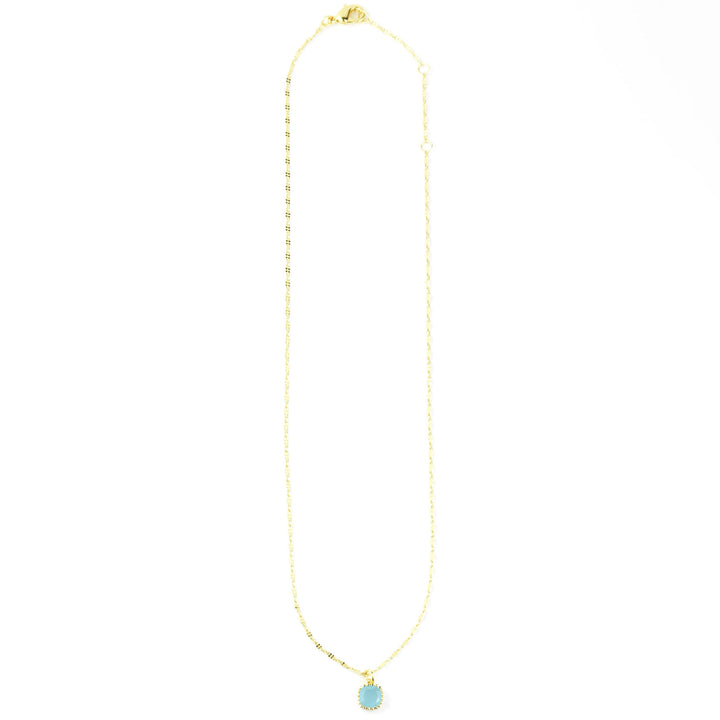 Square Blue Chalcedony Necklace