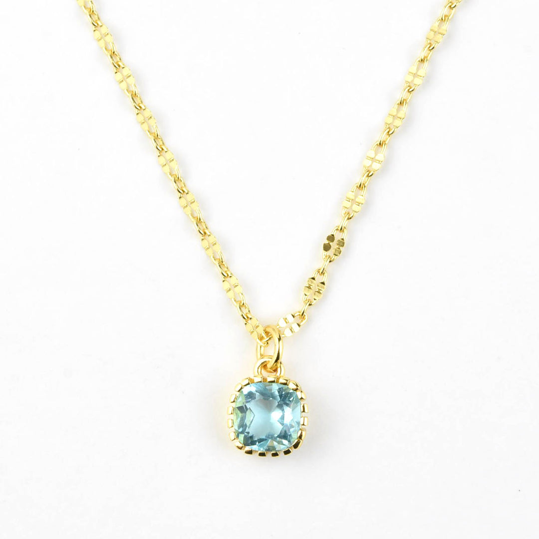 Square Blue Topaz Necklace