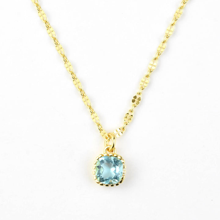Square Blue Topaz Necklace