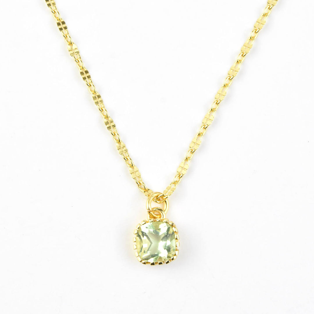 Square Green Amethyst Necklace
