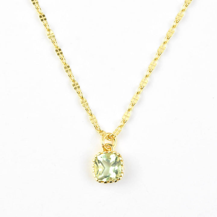 Square Green Amethyst Necklace