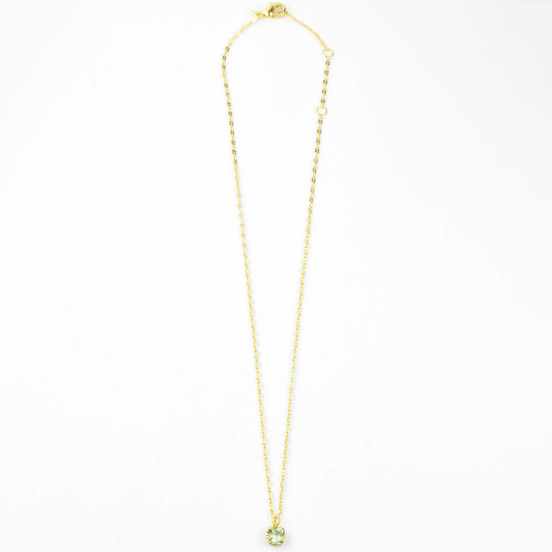 Square Green Amethyst Necklace