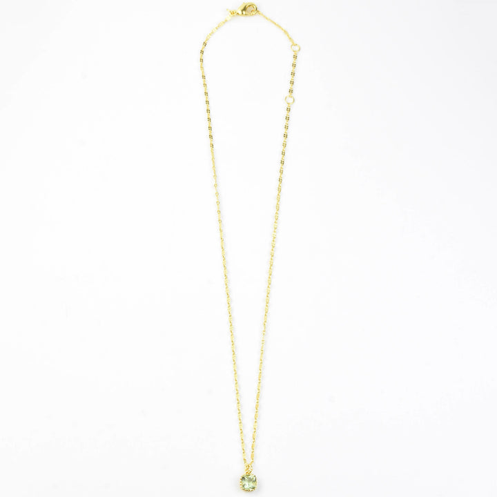 Square Green Amethyst Necklace