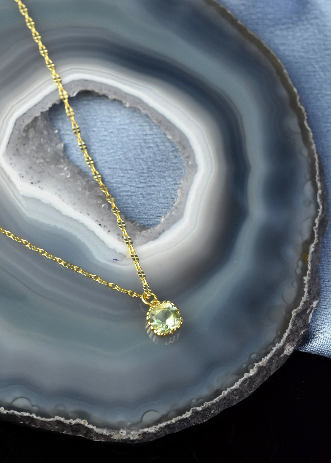 Square Green Amethyst Necklace
