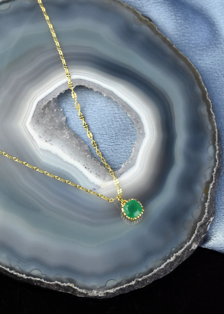 Square Green Onyx Necklace