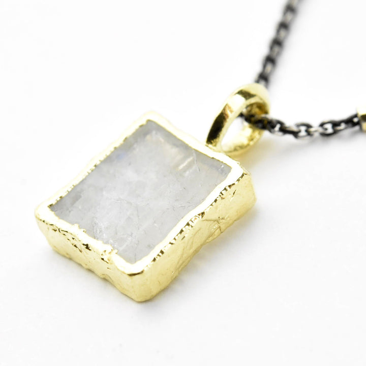 Square Moonstone Two Tone Necklace