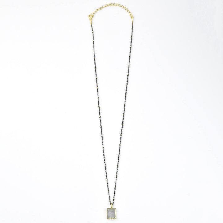 Square Moonstone Two Tone Necklace