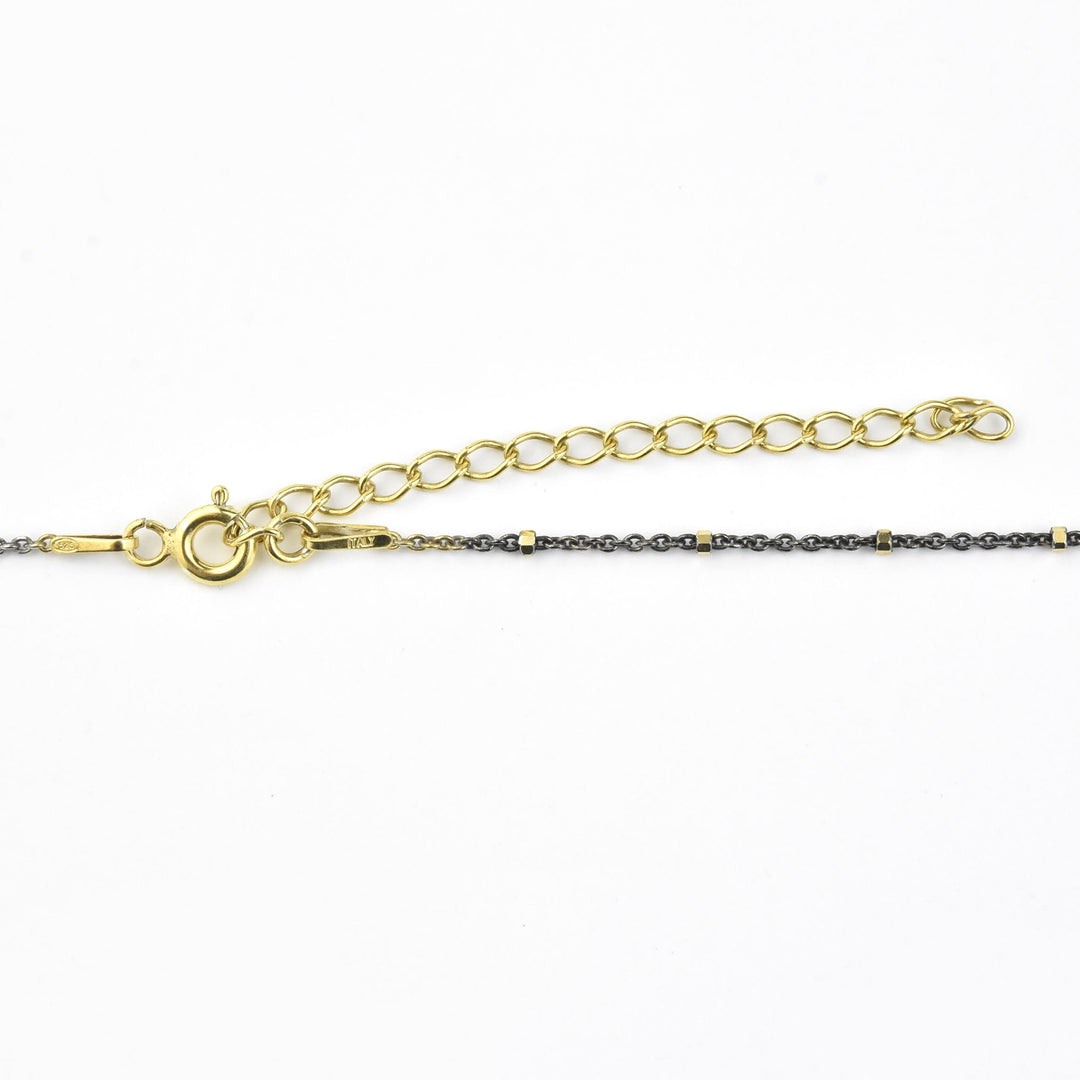 Square Moonstone Two Tone Necklace