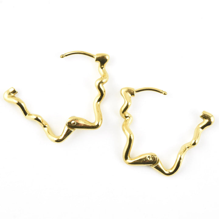 Squiggly Rounded Rectangle Huggie Hoops