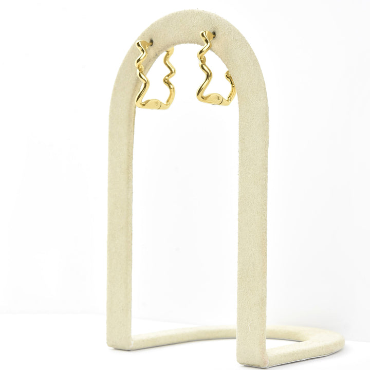 Squiggly Rounded Rectangle Huggie Hoops