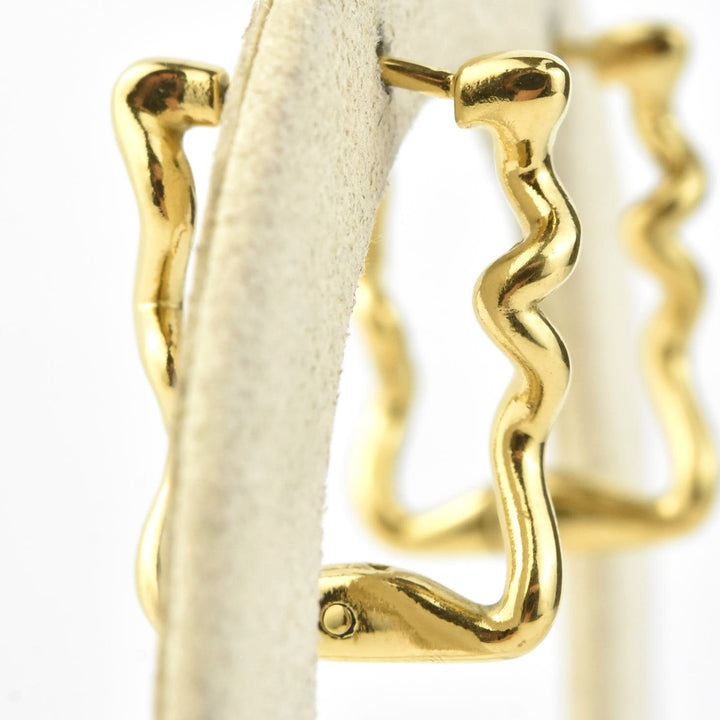 Squiggly Rounded Rectangle Huggie Hoops