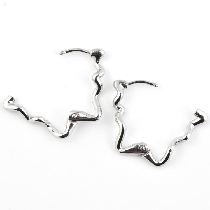 Squiggly Rounded Rectangle Huggie Hoops