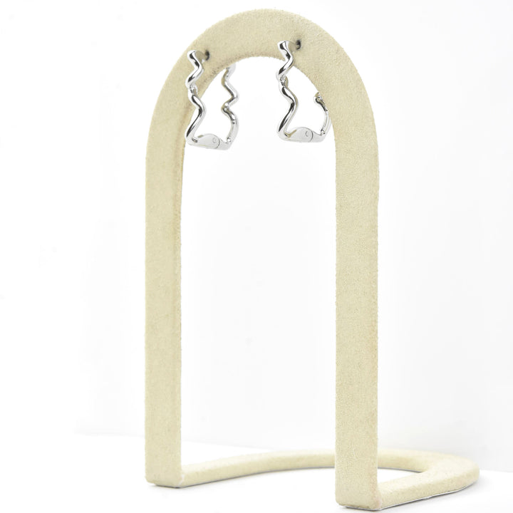 Squiggly Rounded Rectangle Huggie Hoops