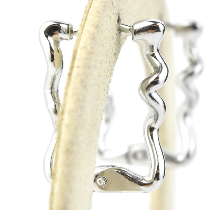 Squiggly Rounded Rectangle Huggie Hoops