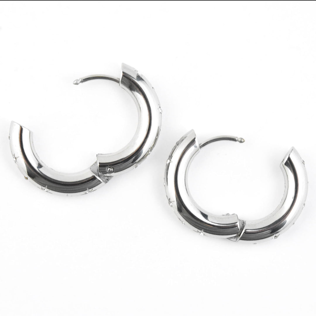 Starburst Chunky Rounded Hoops - Goldmakers Fine Jewelry