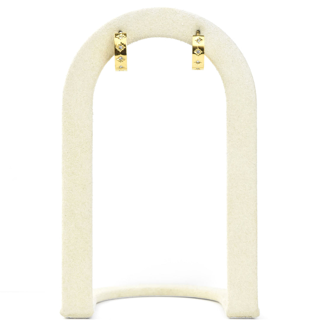 Starburst Chunky Huggie Hoops - Goldmakers Fine Jewelry