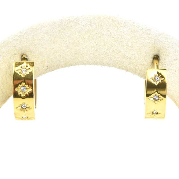 Starburst Chunky Huggie Hoops - Goldmakers Fine Jewelry