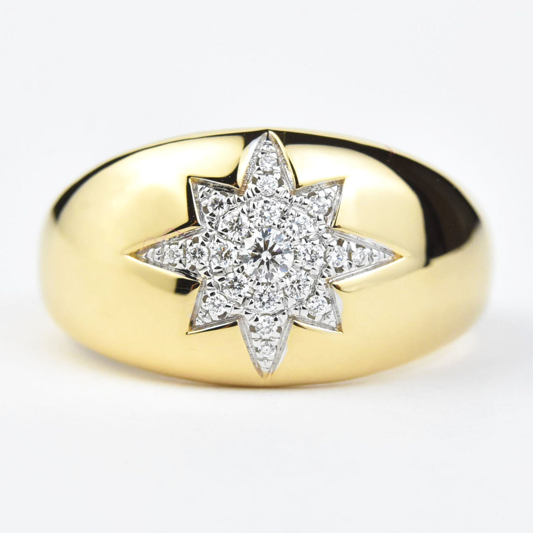 Diamond Starburst Signet Ring - Goldmakers Fine Jewelry