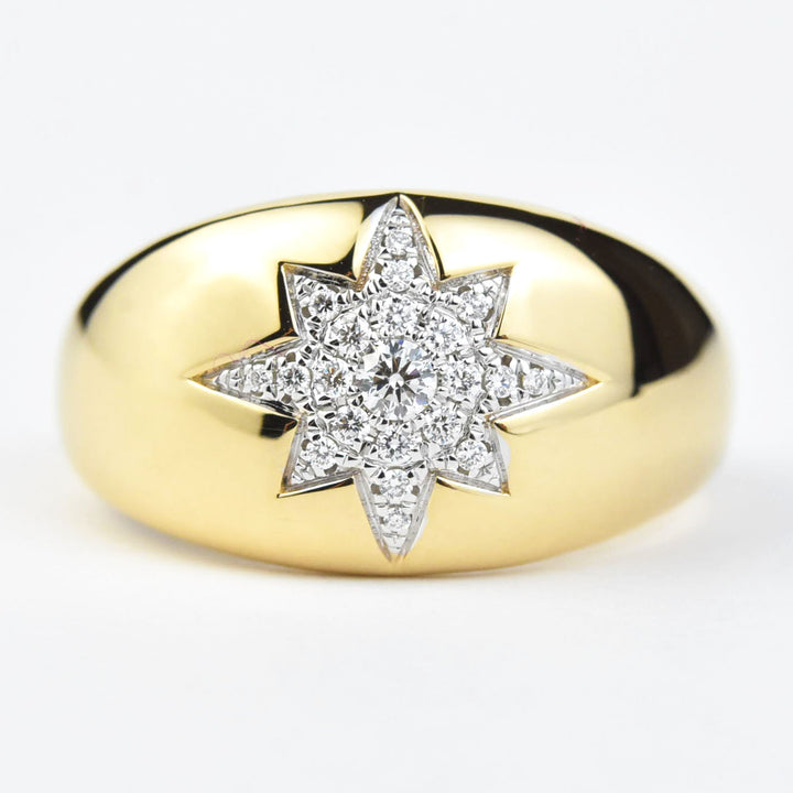 Diamond Starburst Signet Ring - Goldmakers Fine Jewelry