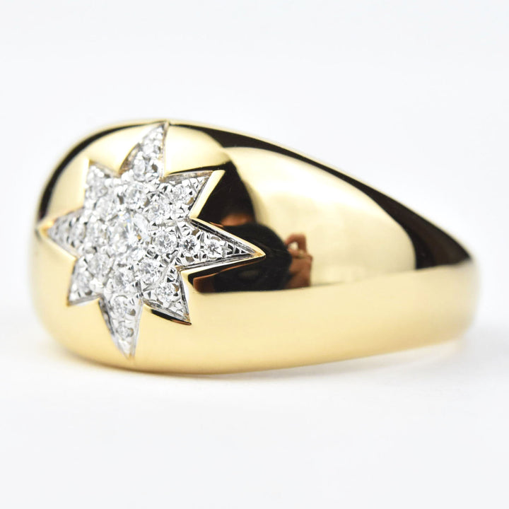 Diamond Starburst Signet Ring - Goldmakers Fine Jewelry