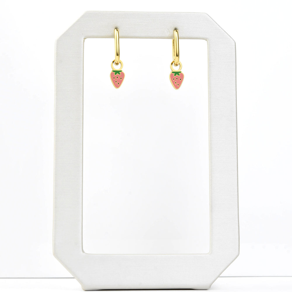 Mini Strawberry Huggie Hoop Charms - Goldmakers Fine Jewelry