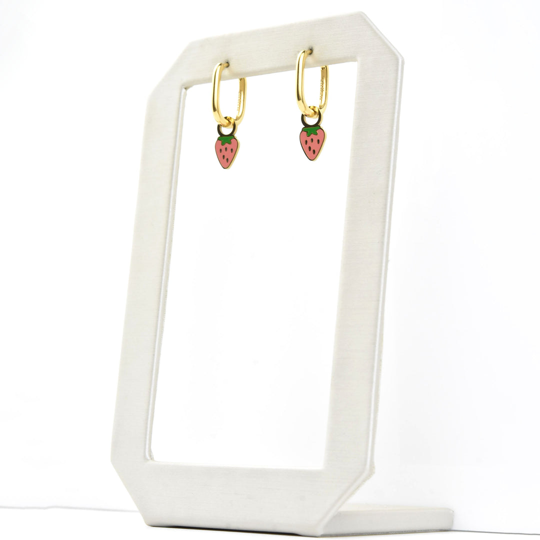 Mini Strawberry Huggie Hoop Charms - Goldmakers Fine Jewelry