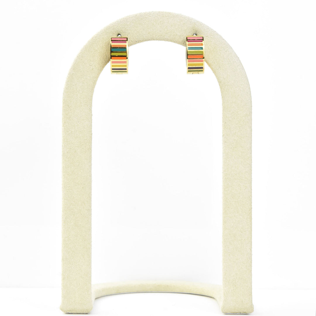 Striped Super Chunky Huggie Hoops - Goldmakers Fine Jewelry