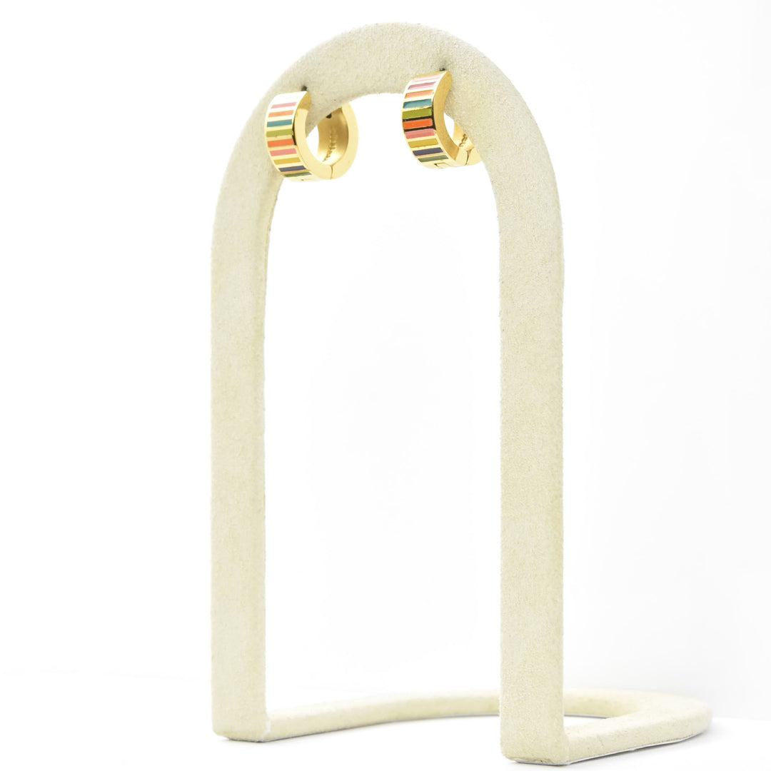 Striped Super Chunky Huggie Hoops - Goldmakers Fine Jewelry