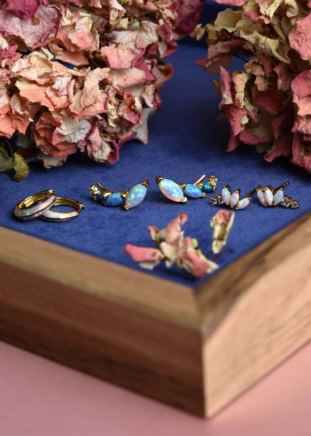 Blue Opal Ombre Wing Climbers - Goldmakers Fine Jewelry