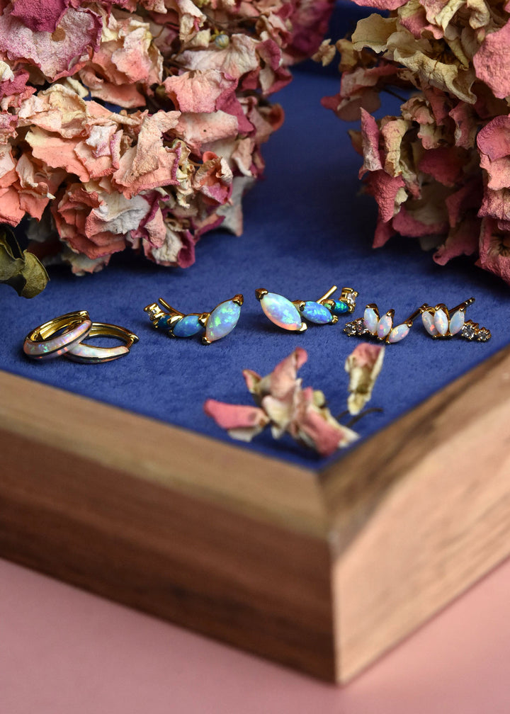 Blue Opal Ombre Wing Climbers - Goldmakers Fine Jewelry