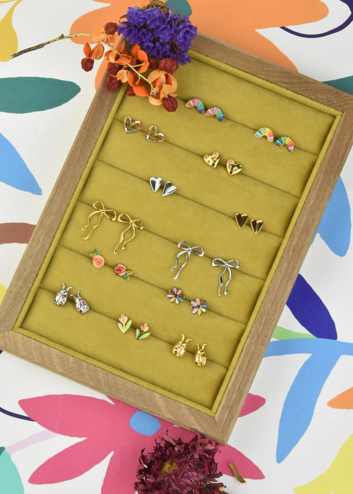 Folded Heart Studs, Gold Plated - Goldmakers Fine Jewelry