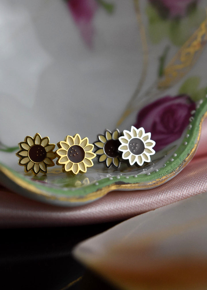 Sunflower Studs, Screw-back - Goldmakers Fine Jewelry