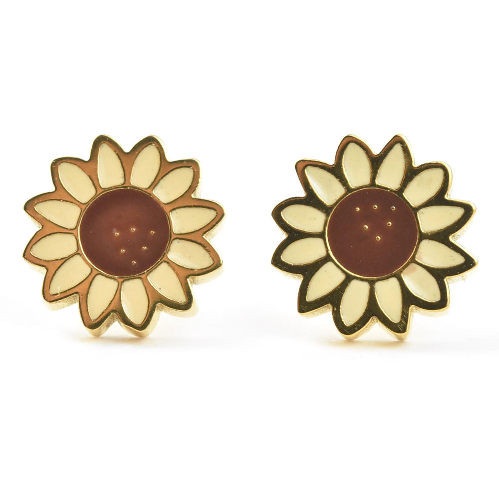 Sunflower Studs, Screw-back - Goldmakers Fine Jewelry